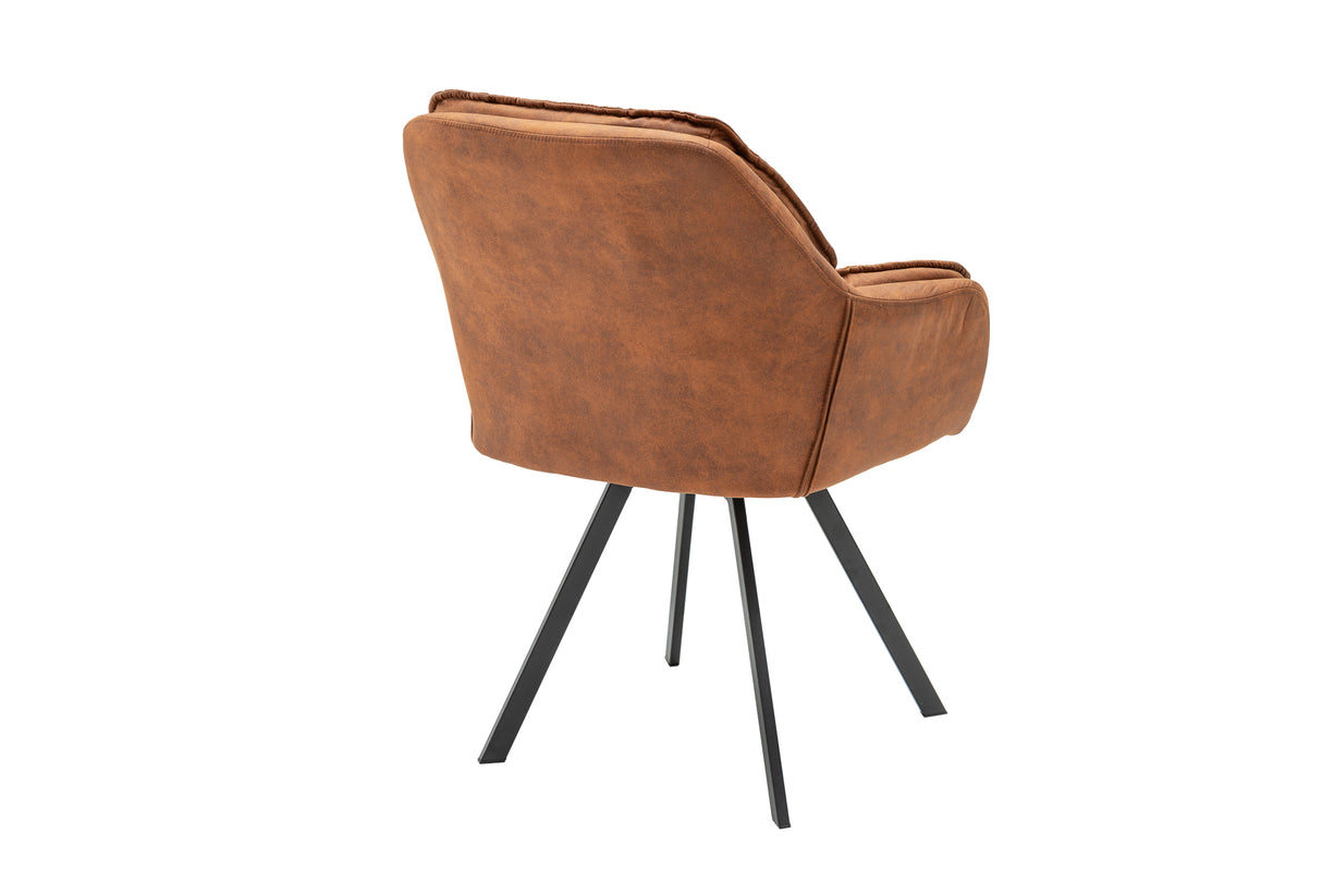 Swivel chair LOUNGER 180° with armrests microfibre light brown