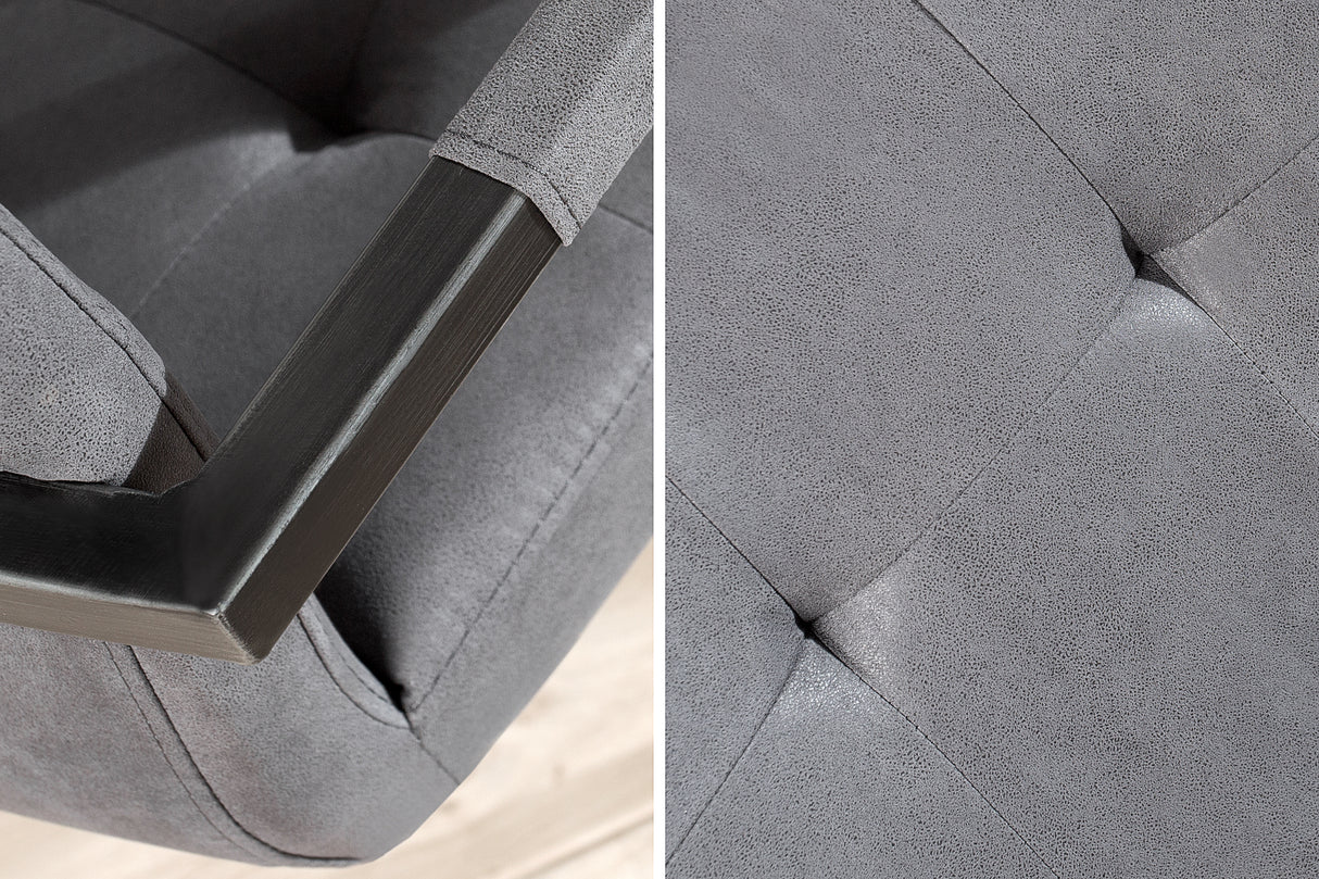 Cantilever chair OXFORD with armrests microfibre grey
