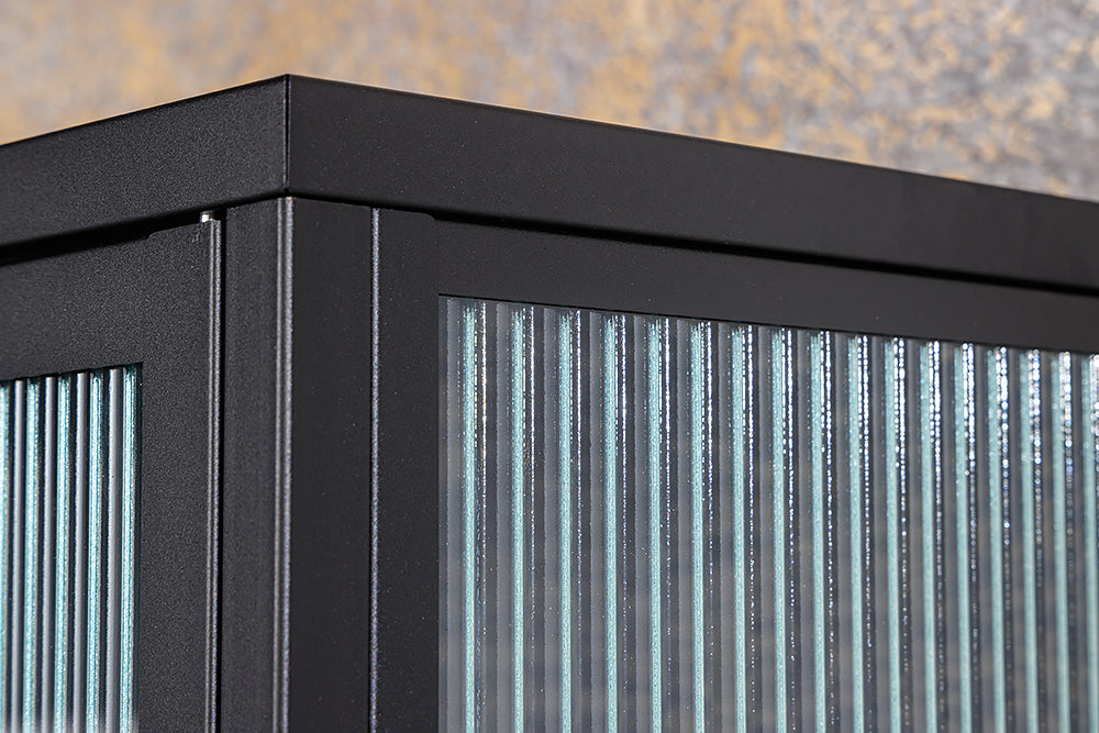 Display cabinet AMSTERDAM 160cm ribbed glass black