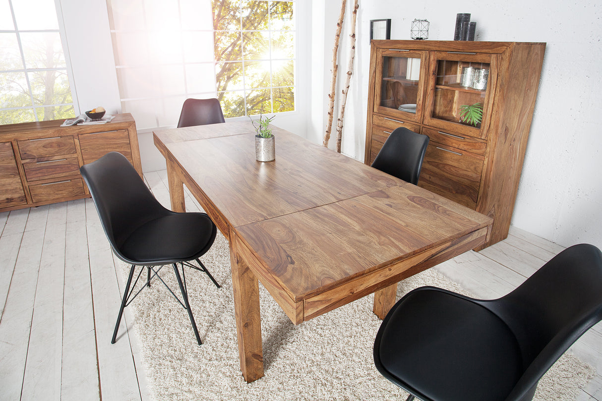 Dining table LAGOS 120-200cm w/ pegboards sheesham