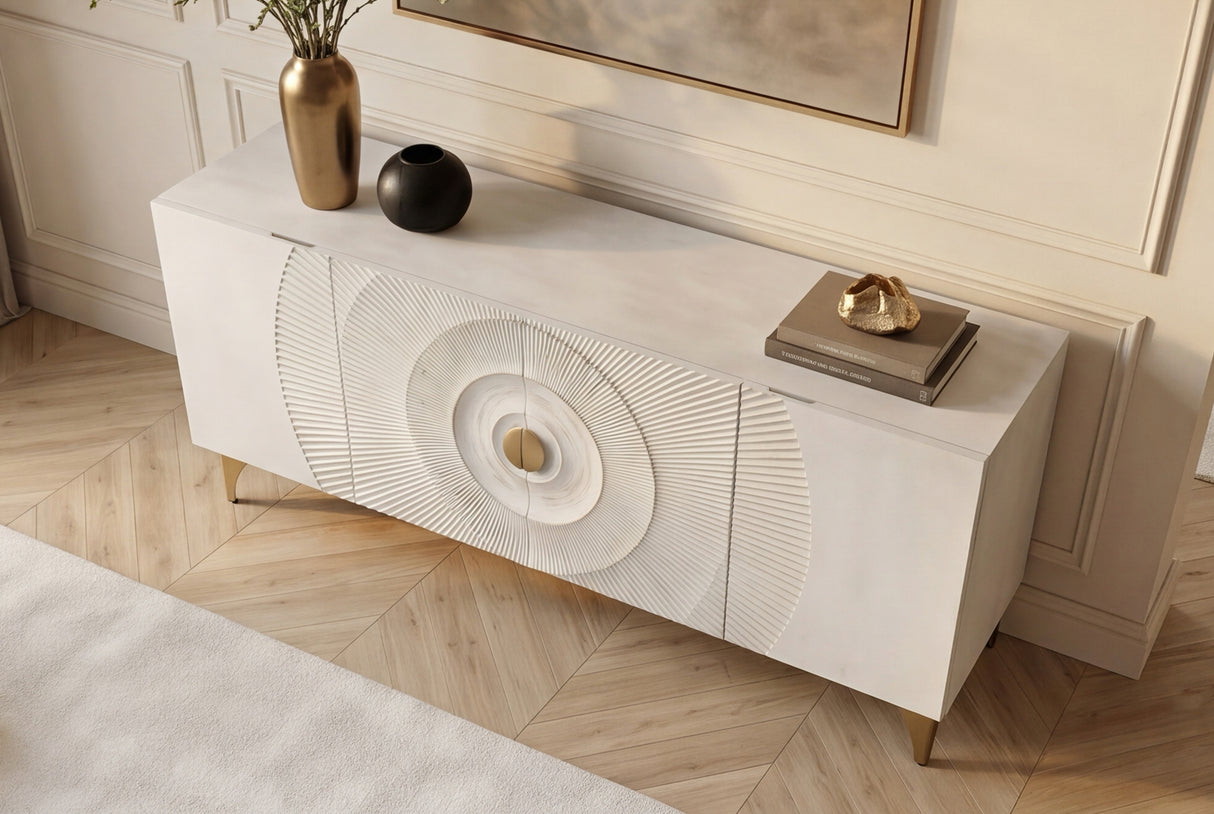 Sideboard GOLDEN SUNSET 180cm 3D mango wood white