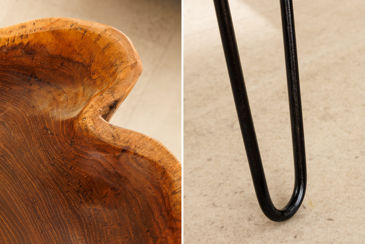 Beistelltisch WILD 65cm Teakholz naturbraun mit Harpinbeinen schwarz