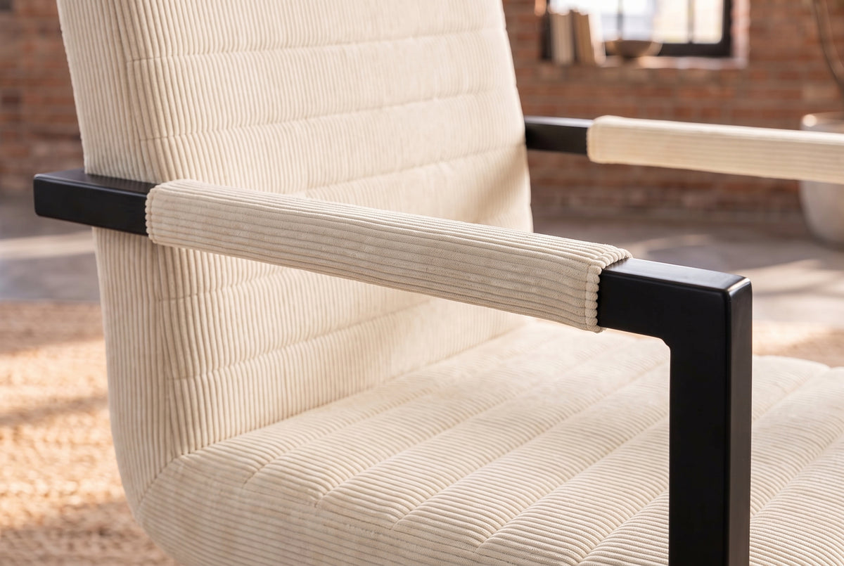 Cantilever chair LOFT w/ armrests cord beige metal frame black