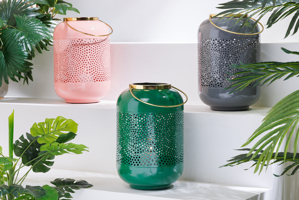 Lantern CANDLELIGHT 30cm grey golden