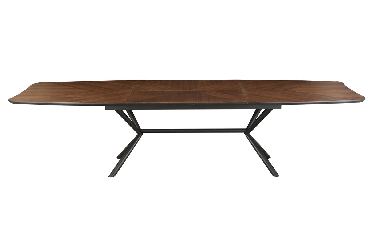 Dining table GRANDEZZA 180-270cm extendable natural walnut look w/ black metal frame