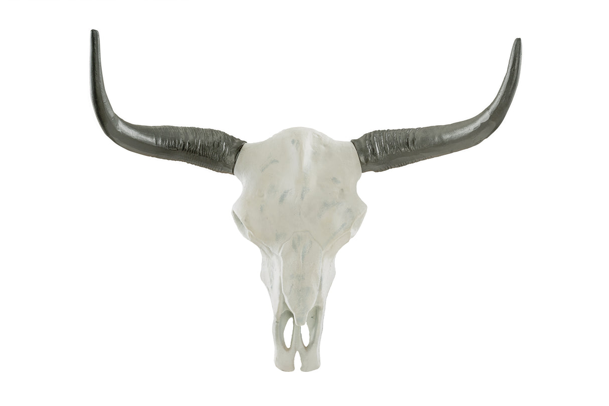 Wanddeko Totenkopf EL TORO 70cm Aluminium weiß schwarz