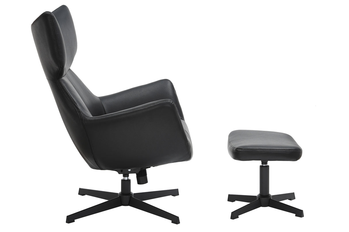 Sessel VOGUE 360° drehbar Kunstleder schwarz mit schwarzem Metallgestell