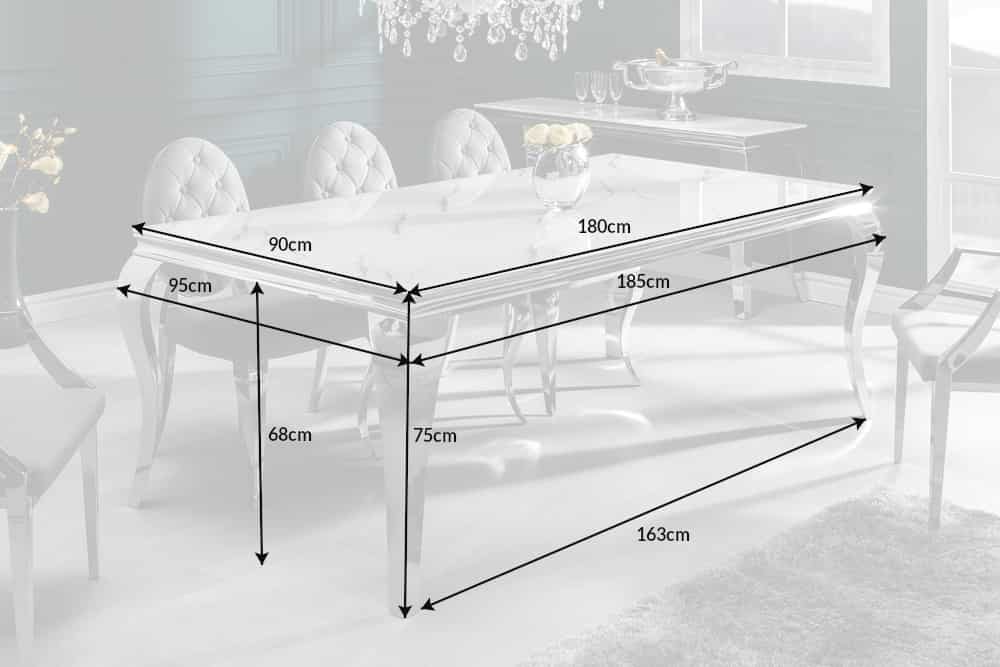 Dining table MODERN BAROCK 180cm marble look tempered glass