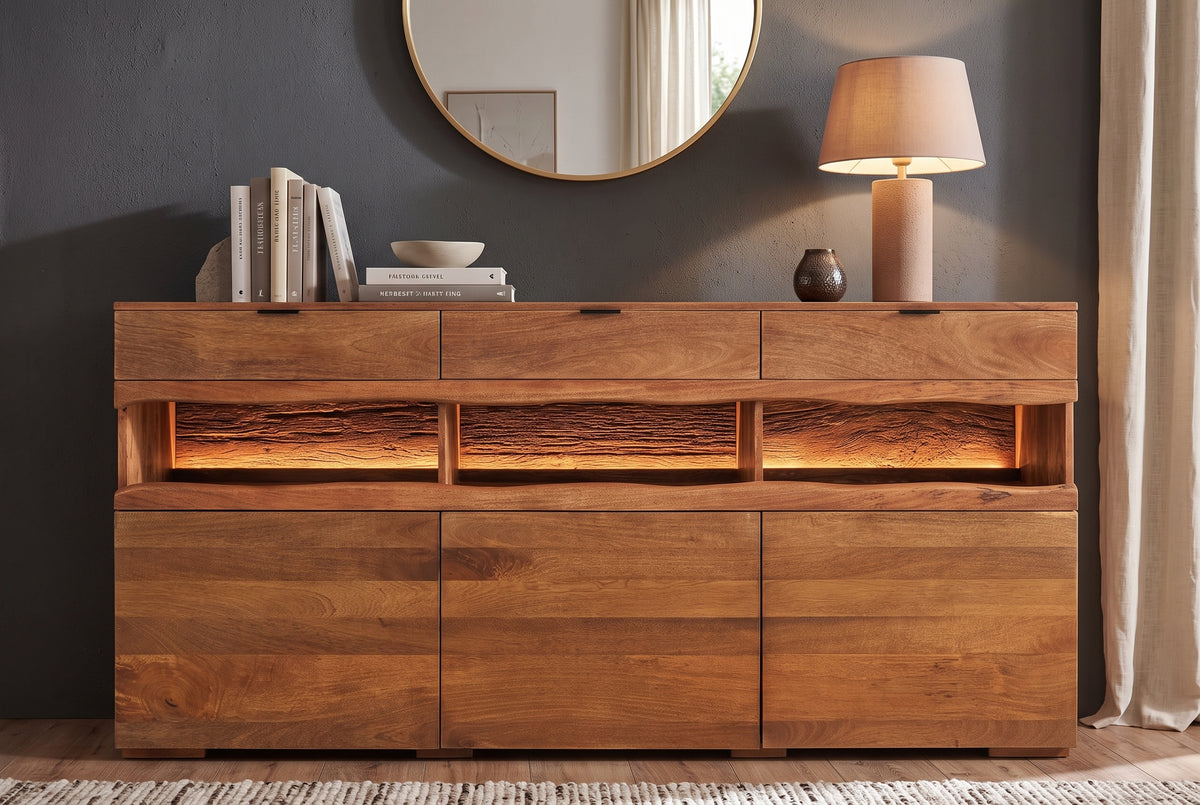 Sideboard GRAND MANGO 180cm mango wood brown w/ remote-controlled LED light