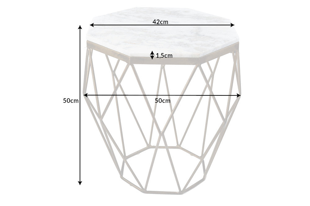 Couchtisch DIAMOND 50cm Marmor weiß Messing