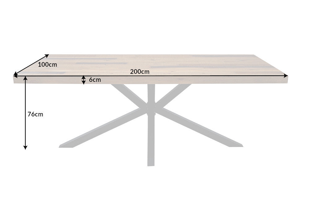 Esstisch GALAXIE 200cm Kiefernholz vintage braun