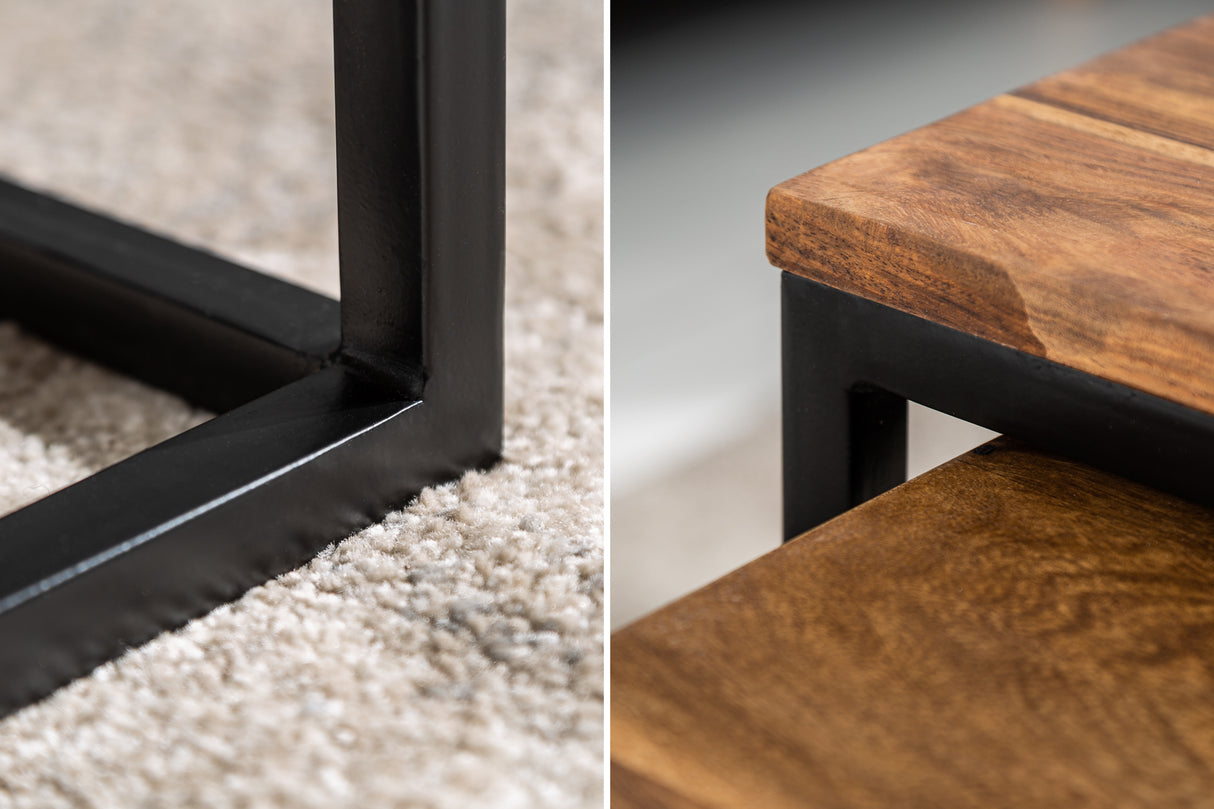 Couchtisch ELEMENTS 55-65cm 2er Set Sheesham Holz