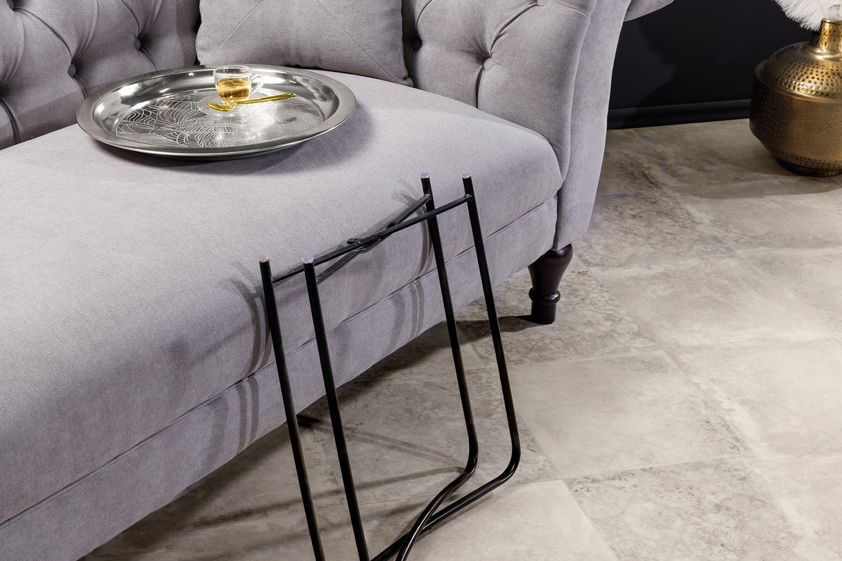 Beistelltisch CASABLANCA 50cm Antik Silber Hammerschlag Design abnehmbares Tablett