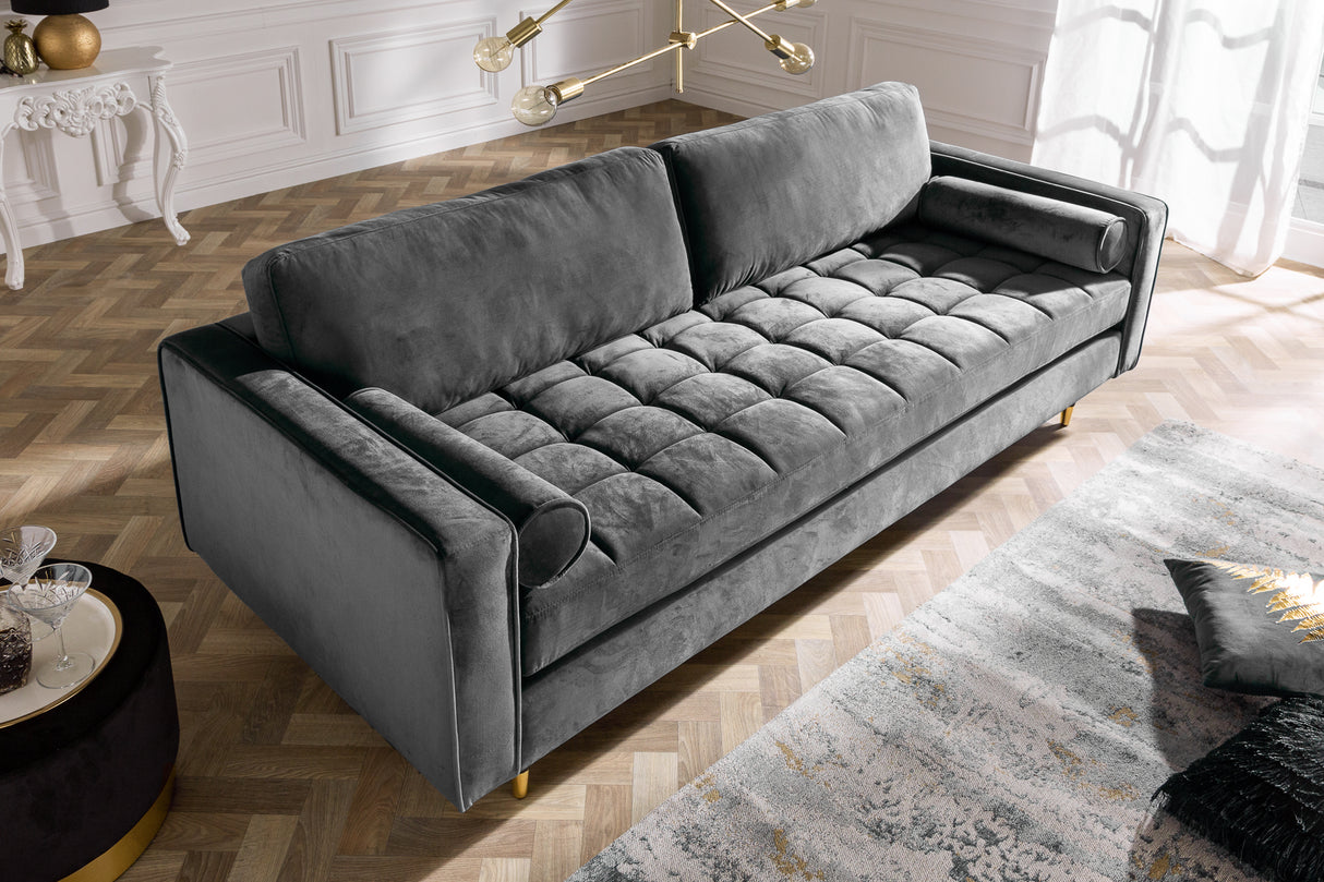 Sofa COZY VELVET 220cm 3-seater velvet grey