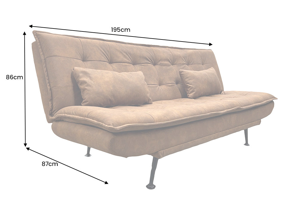 Sofa bed JAZZ 195cm 3-seater microfibre brown