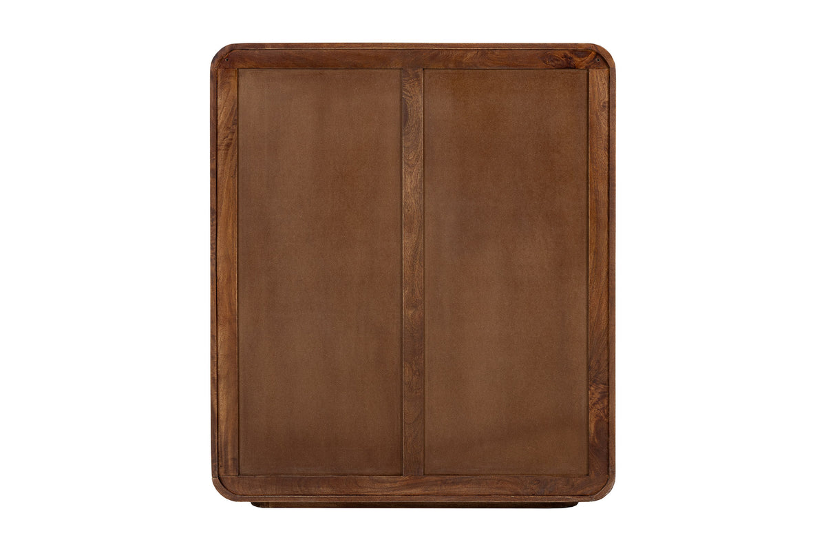 Highboard MONZA 120cm fluted front rounded edges mango wood brown w/ gold details