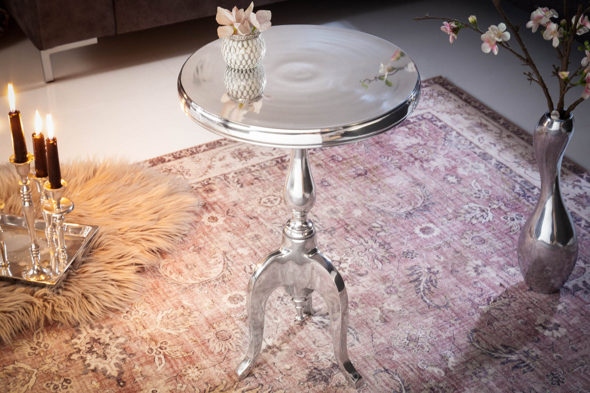 Side table JARDIN Ø 55cm round aluminium silver