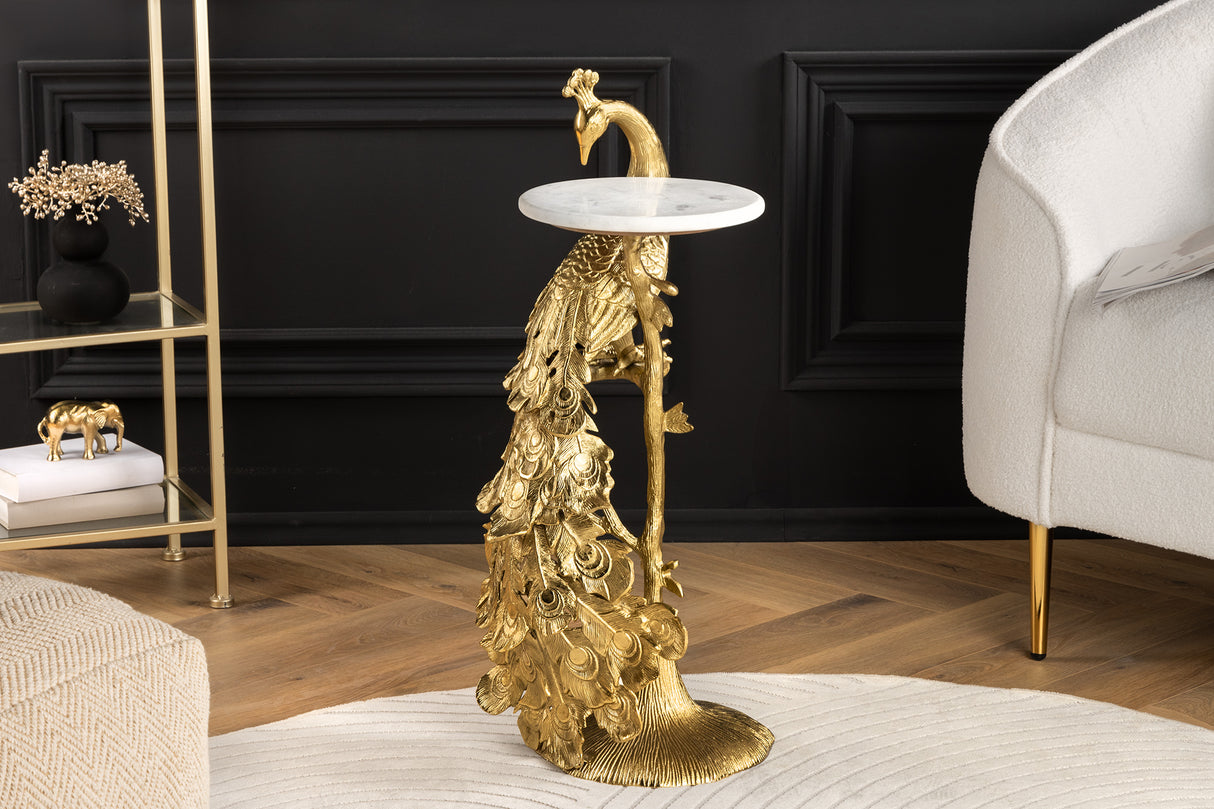 Side table WILDLIFE PEACOCK 75cm gold