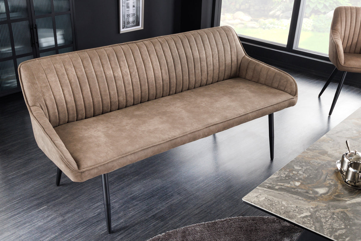 Bench TURIN 160cm microfibre taupe