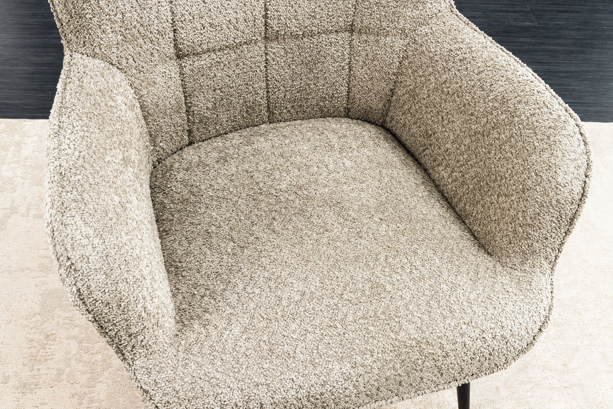 Armchair SCANDINAVIA with armrests bouclé champagne greige