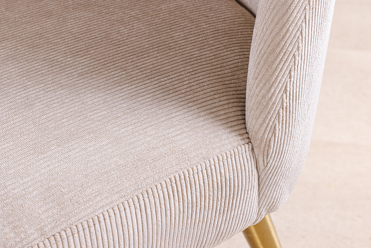 Chair MIA CASA cord beige metal legs champagne gold