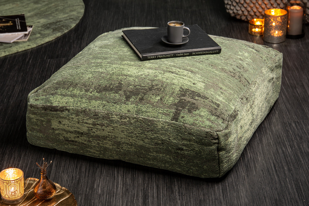 Floor cushion MODERN ART 70cm flat woven fabric green