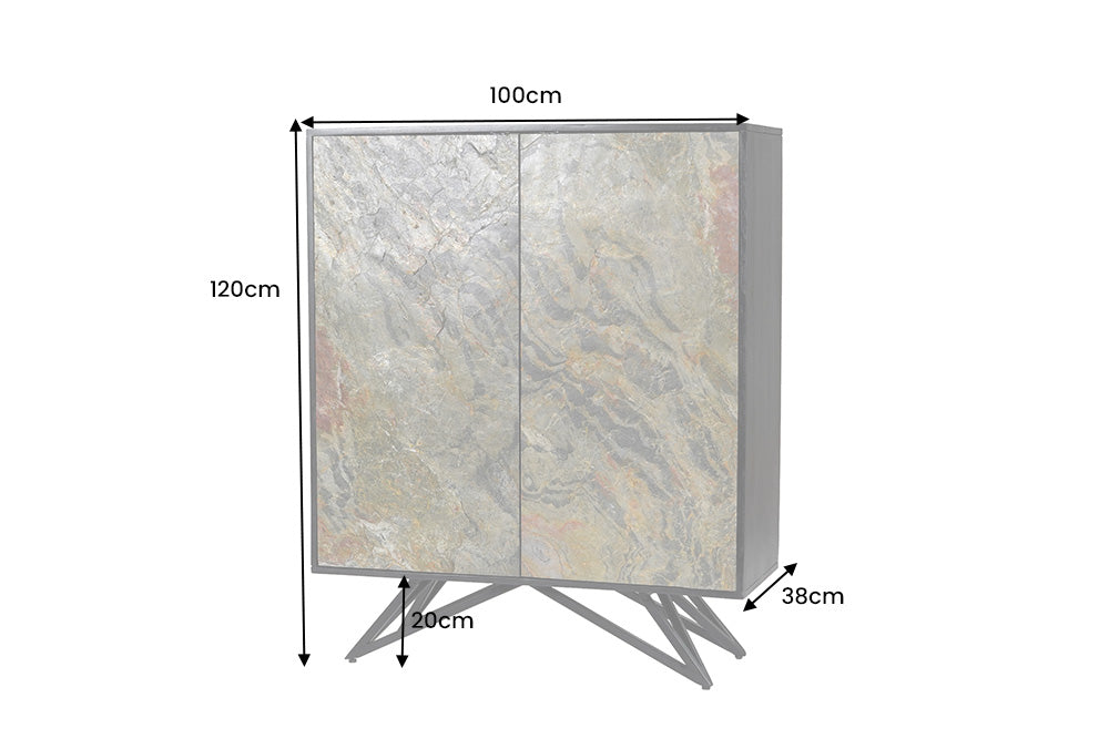 Highboard MOUNTAIN SOUL 120cm acacia natural stone look black natural