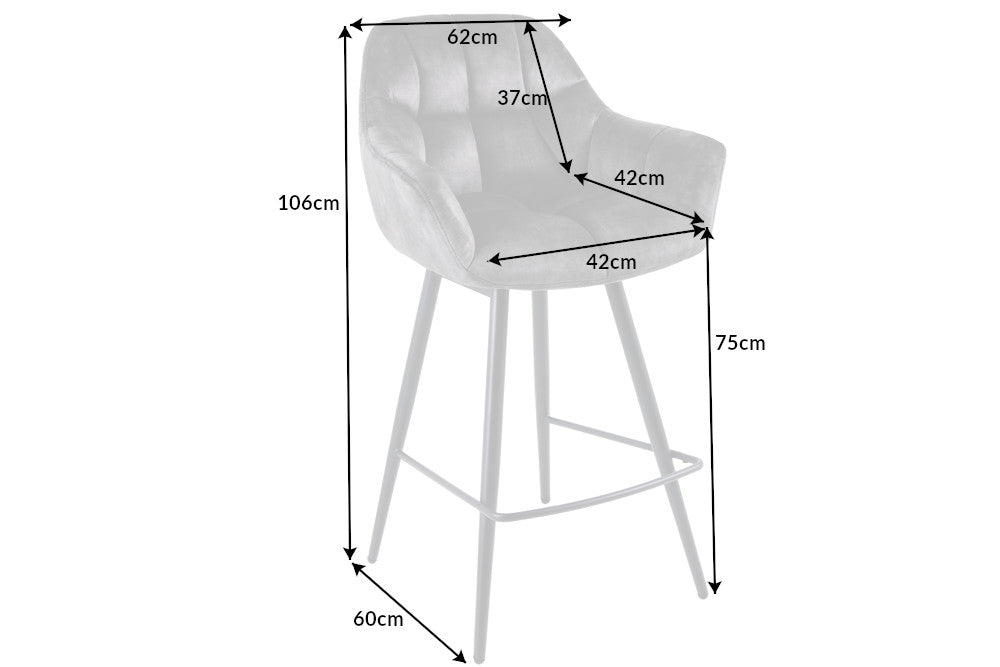 Bar chair PAPILLON 106cm rotatable 180° velvet grey