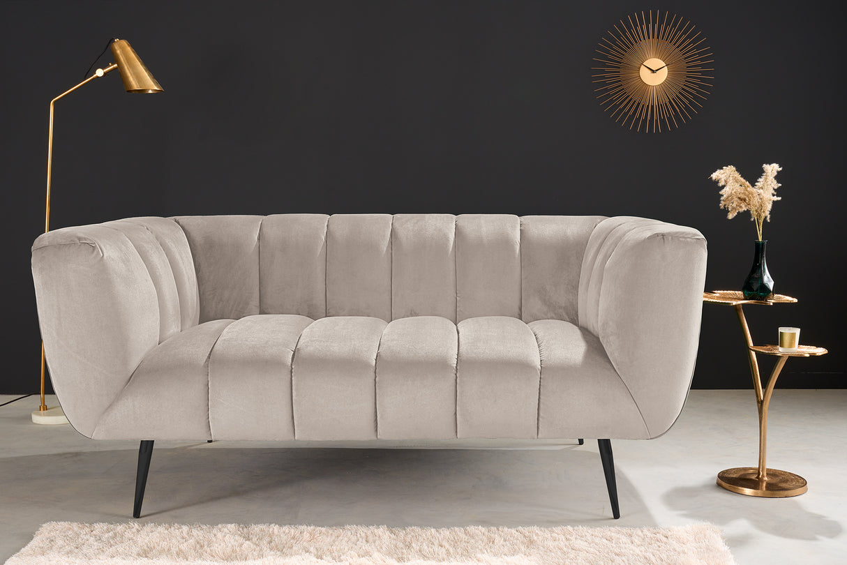 Sofa NOBLESSE 165cm 2-seater textured velvet champagne w/ black feet
