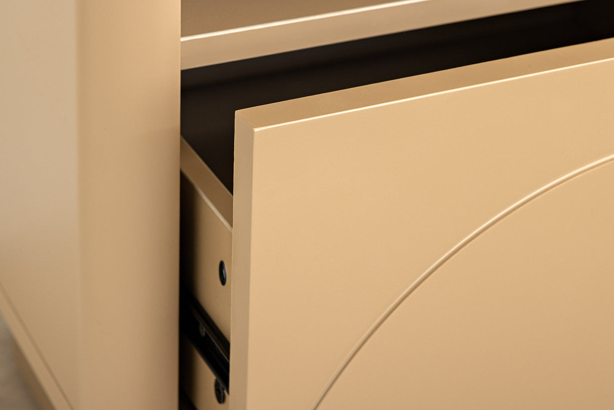 Bedside table SAVOY 50cm 3D natural w/ travertine marble ceramic top