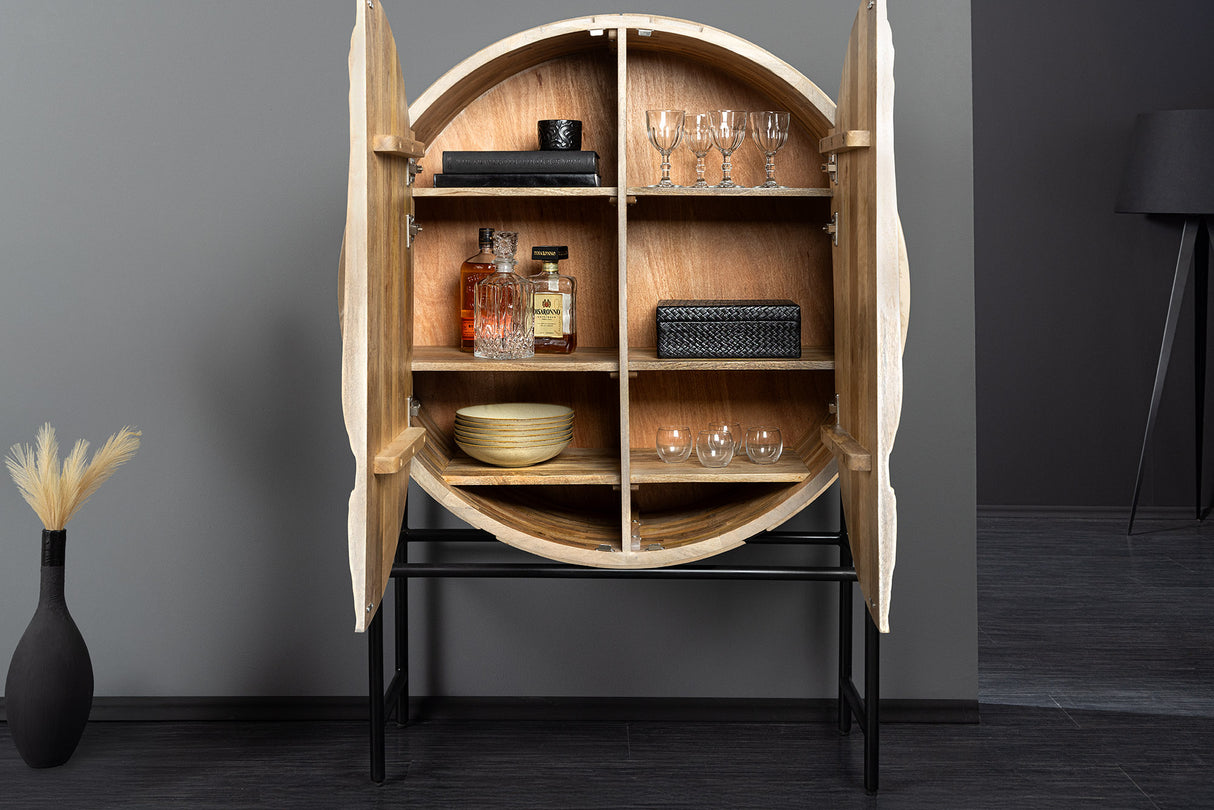 Highboard LION 140cm 3D mango wood white frame black