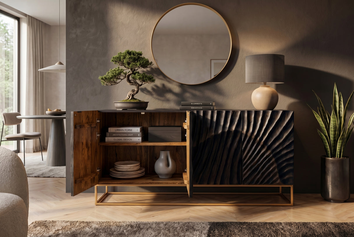 Sideboard SCORPION 180cm 3D mango schwarz