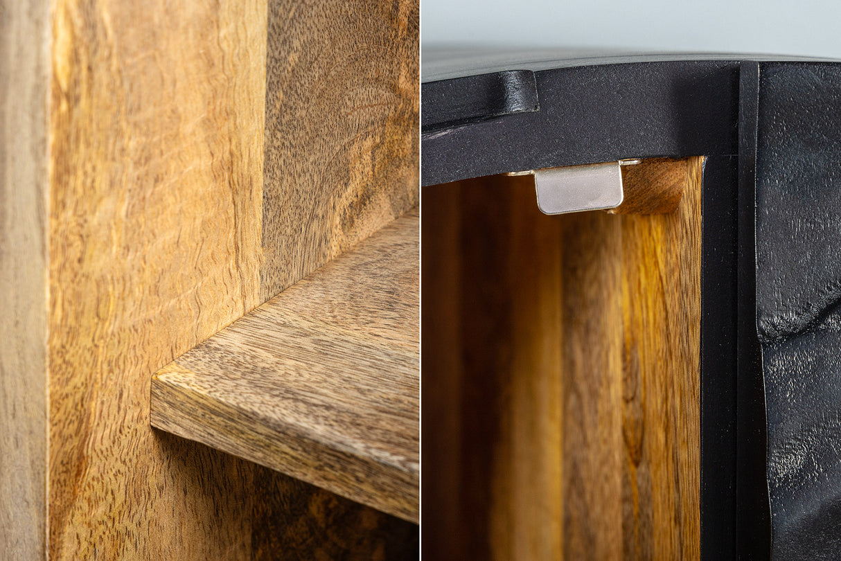 Highboard LION 140cm 3D mango wood black golden frame