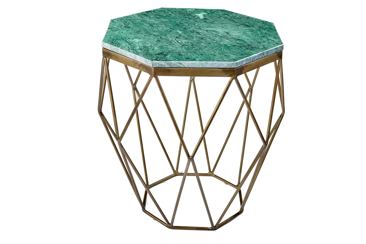 Couchtisch DIAMOND 50cm Marmor grün Messing