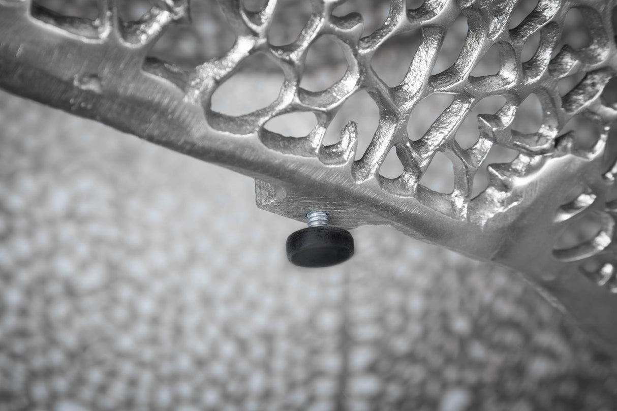 Coffee table LEAF 80cm metal silver handmade