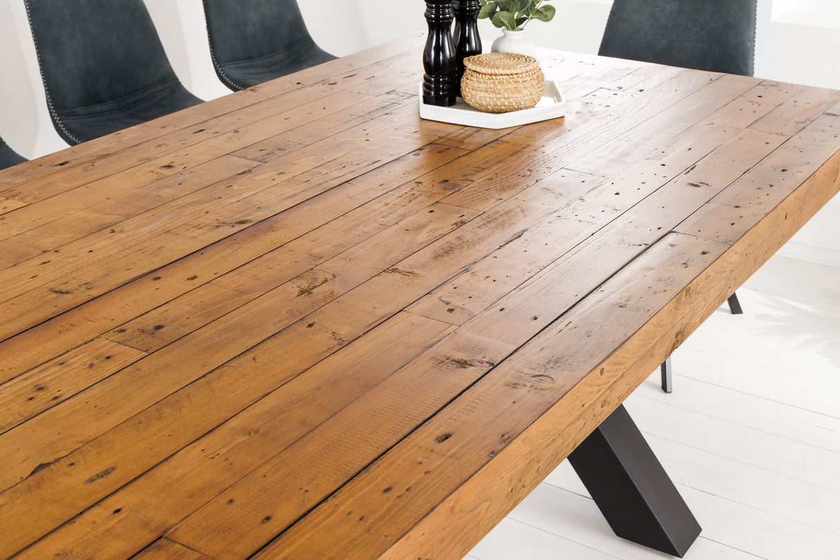 Dining table THOR 300cm X-legs pinewood vintage brown