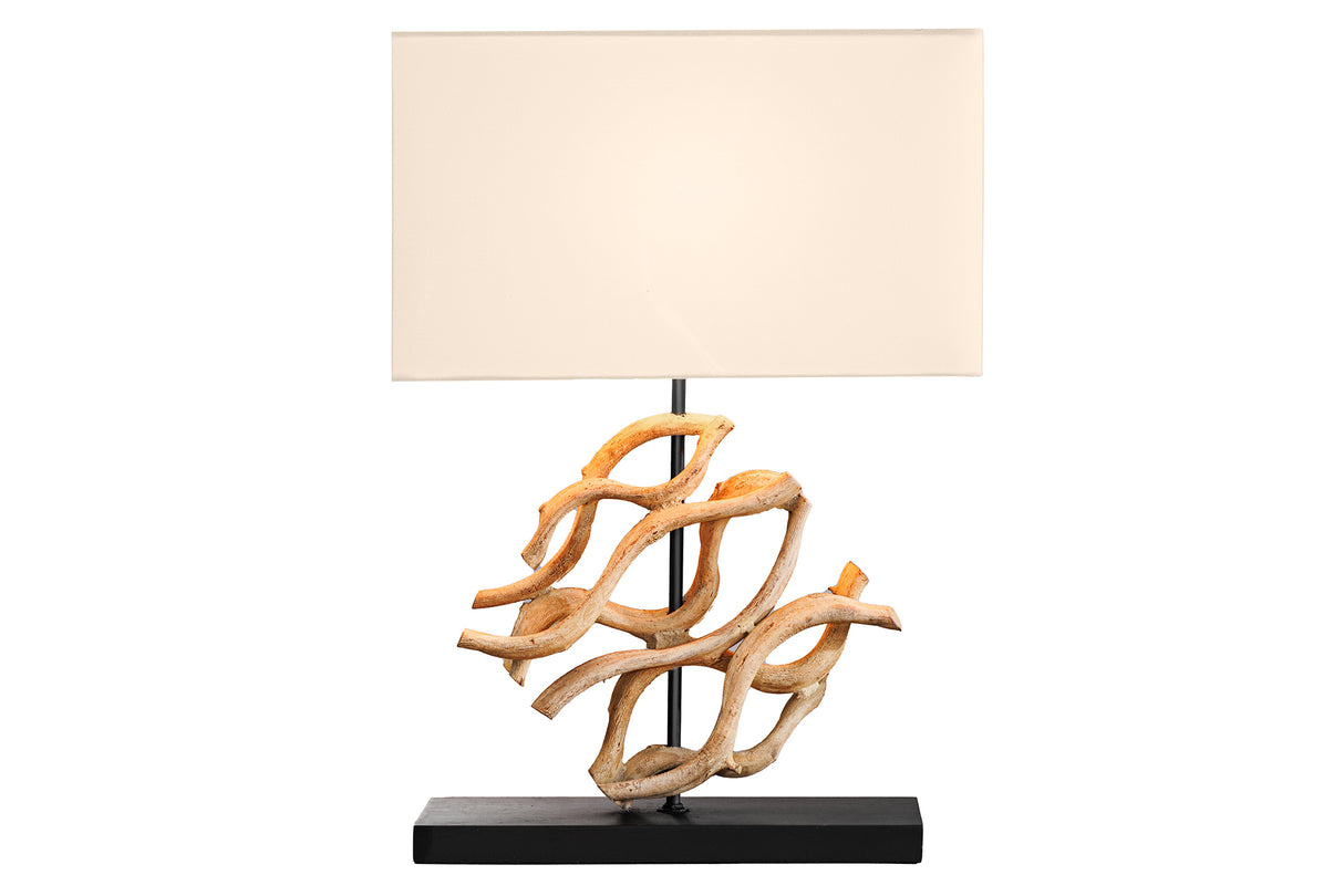 Table lamp THE WAVE 60cm teak wood lampshade white