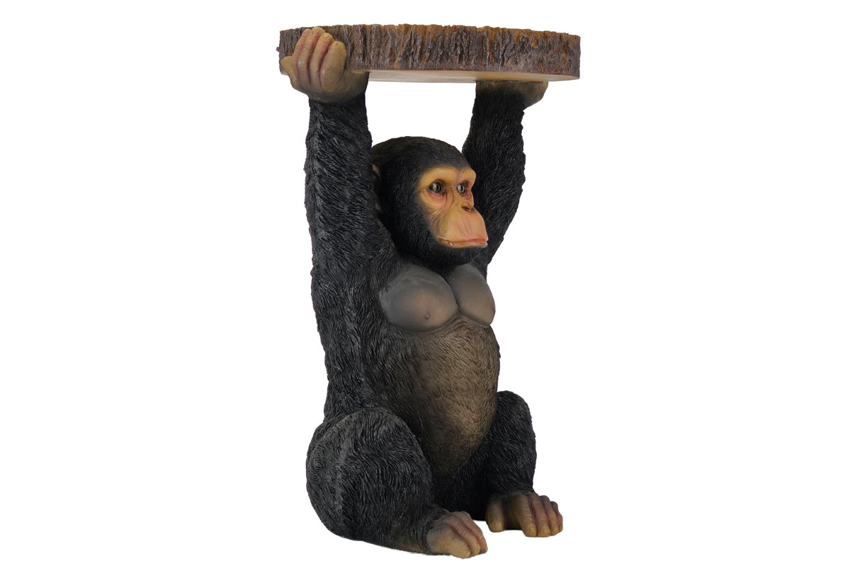 Side table MONKEY 50cm handmade monkey sculpture grey black