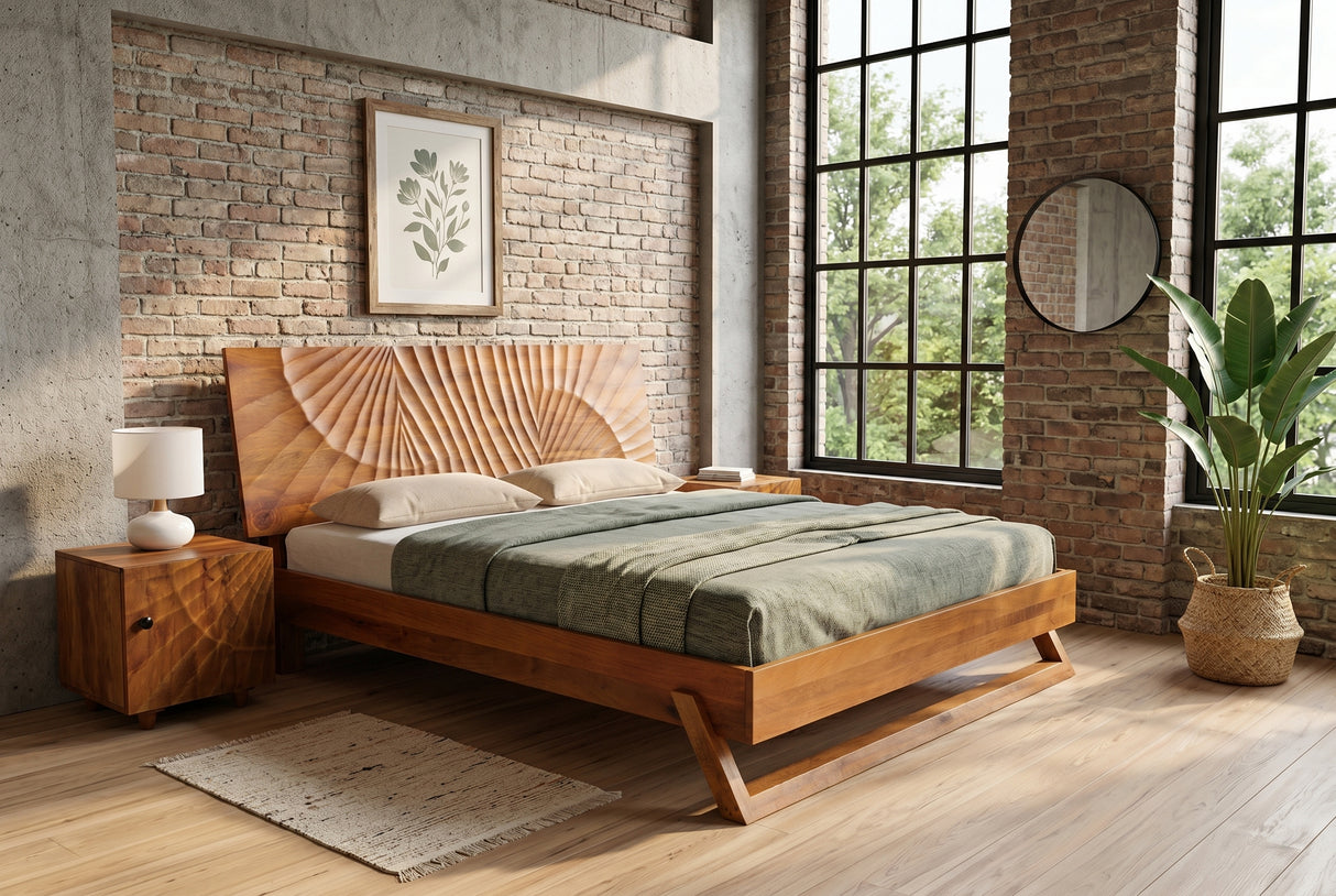 Bett SCORPION 180x200cm Mangoholz braun