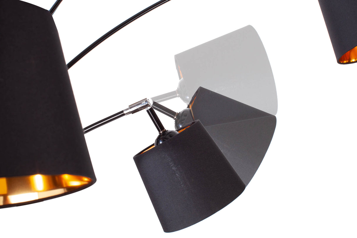 Stehleuchte LEVELS 202cm 5 Leinenschirme schwarz gold