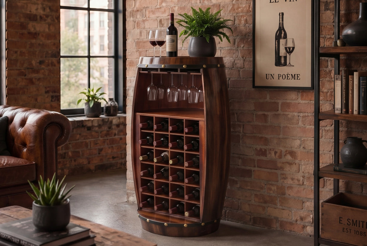 Wine shelf BODEGA 100cm for 24 bottles massive fir wood brown