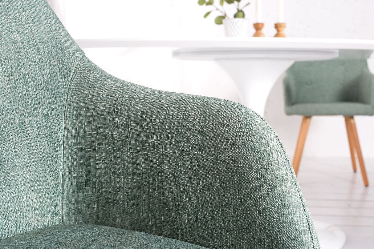 Chair SCANDINAVIA with armrests textured fabric green