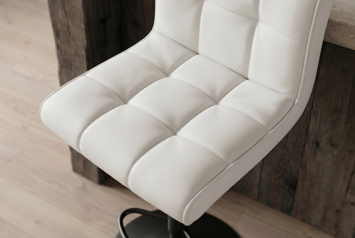 Bar stool MODENA 92-116cm 360° rotatable synthetic leather white w/ black metal frame