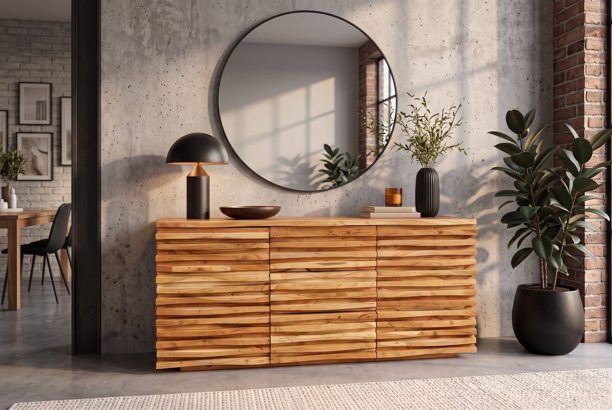Sideboard RELIEF 160cm acacia wood natural