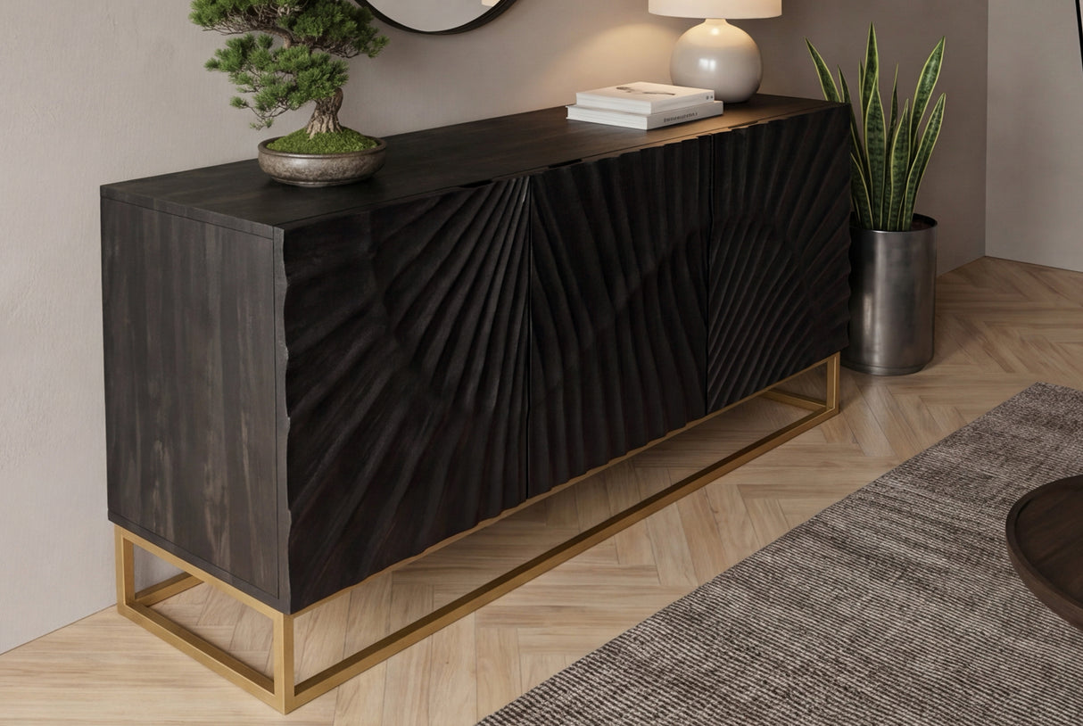 Sideboard SCORPION 140cm 3D mango schwarz