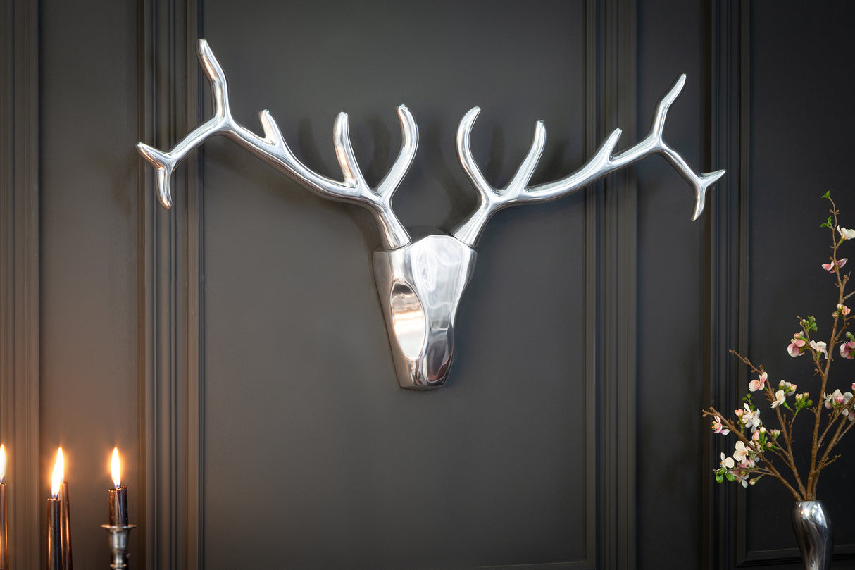 Hirschgeweih VEADO 90cm Aluminium silber
