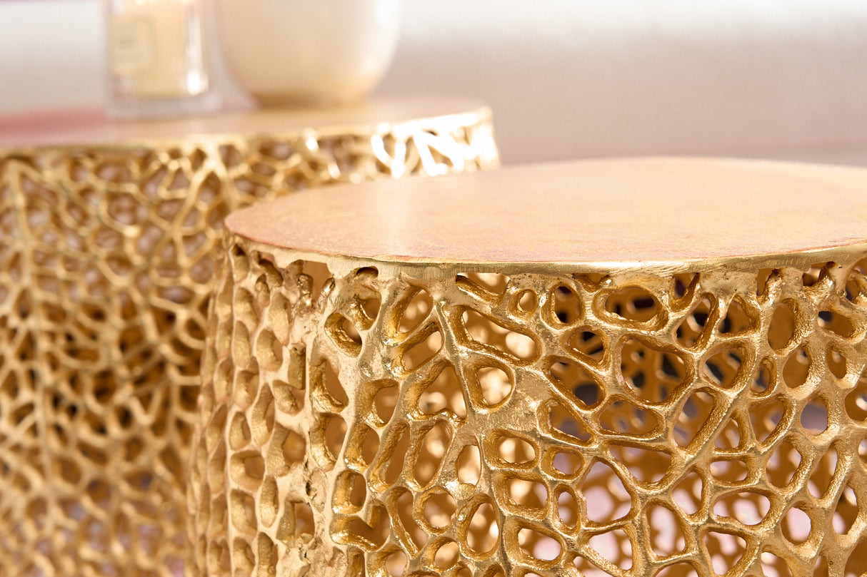 Coffee table LEAF 40cm set of 2 gold