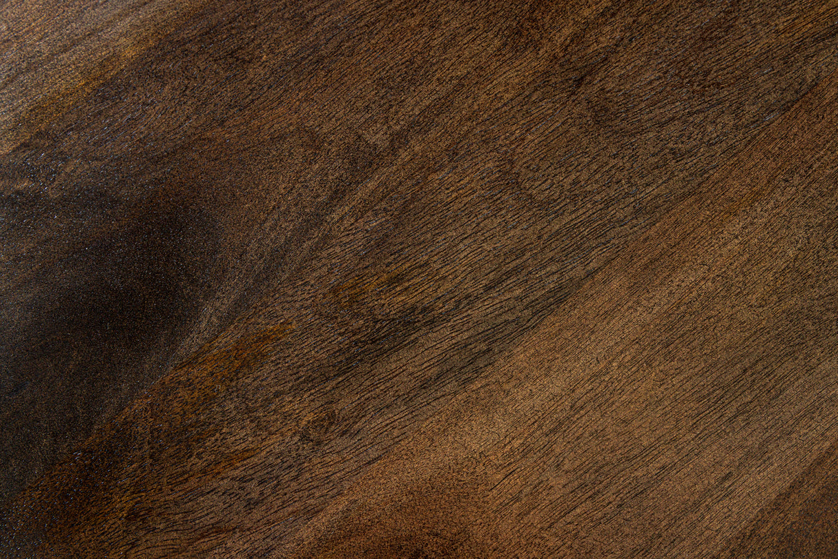 Esstisch IRON CRAFT Ø 120 cm rund, Mangoholz, taupebraun mit schwarzen Beinen