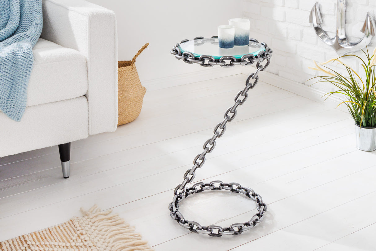 Side table CHAIN 55cm w/ glass plate