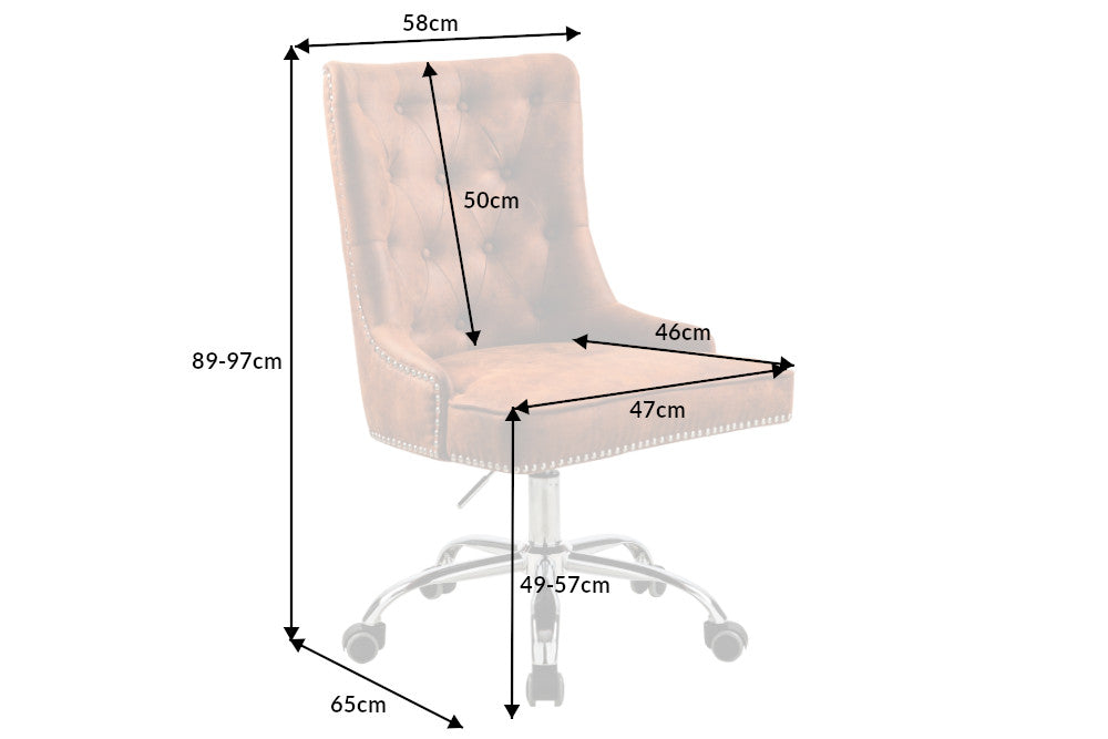 Bürostuhl VICTORIAN 49-57cm Mikrofaser hellbraun im Barockstil